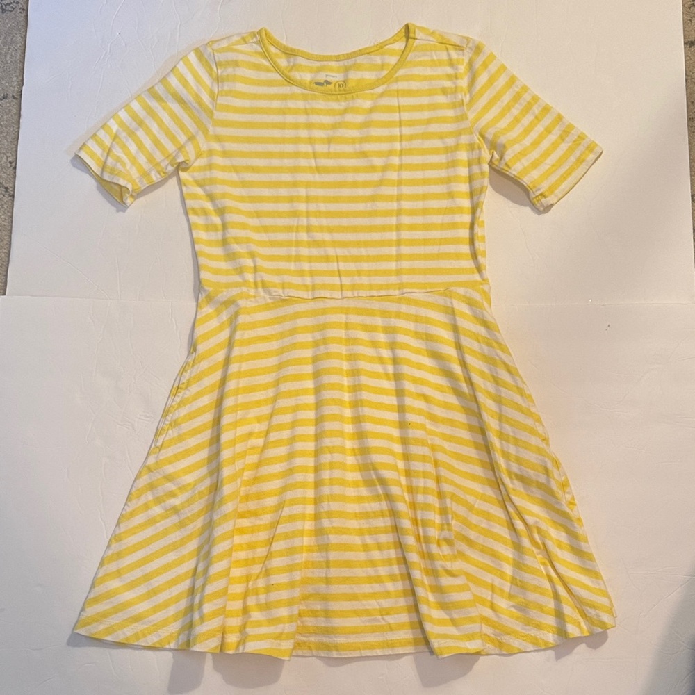 ✨Primary L EUC Yellow and White Striped Kids Dress